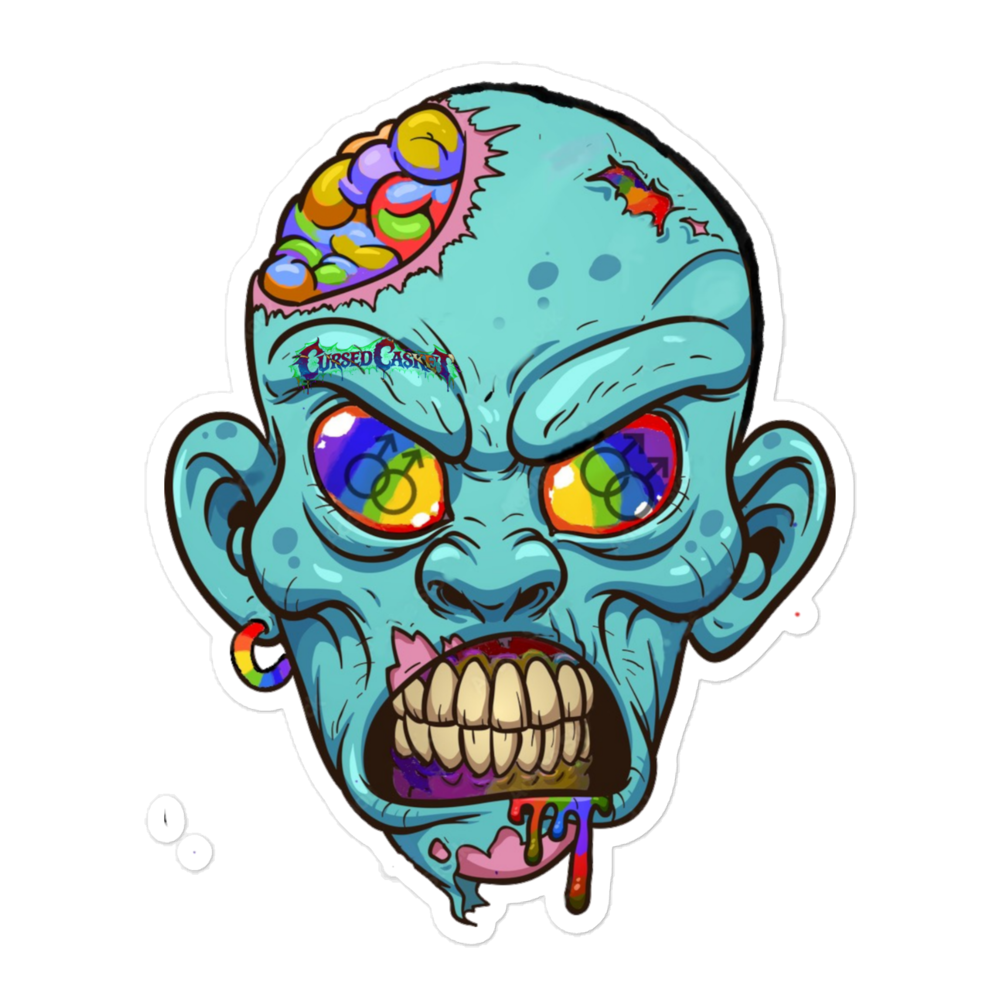 Gay Pride Zombie Sticker Large Bubble Free LGBTQ
