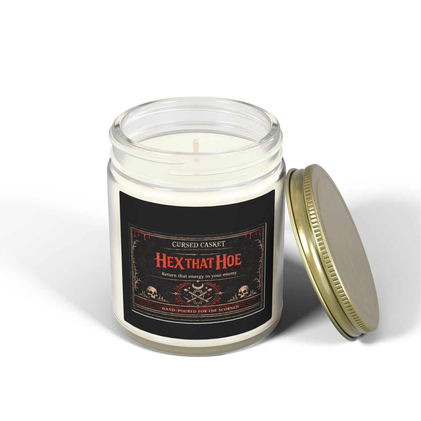 Hex That Hoe return to sender | Cinnamon Chai Candle | Cursed Casket (4oz, 9oz)