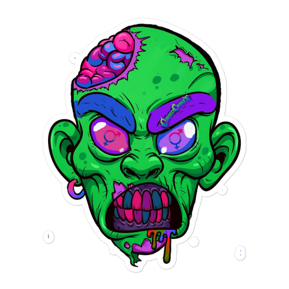 Bi Pride Zombie Sticker Large Bubble Free LGBTQ